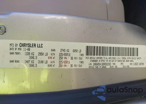 2009 Chrysler Town & Country Touring from USA, damaged, VIN 2A8HR54189R592283